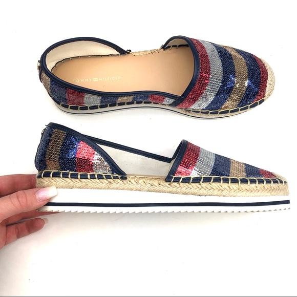 TOMMY HILFIGER Sequin Red White And Blue Platform - Picture 2 of 8
